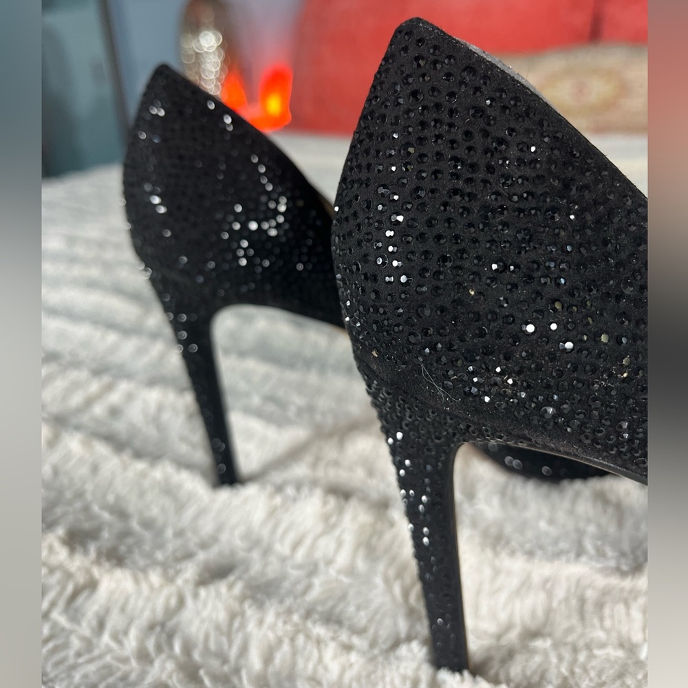 INC International Concepts Black Glitter Pointed-Toe Stiletto Heels - Picture 7 of 8